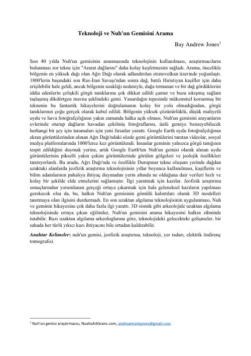 First page of Technology & the Search for Noah's Ark