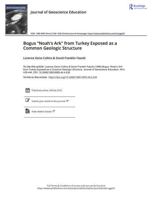 First page of Bogus "Noah's Ark" from Turkey Exposed as a Common Geologic Structure