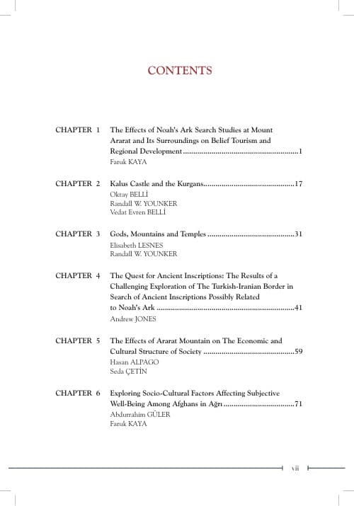 First page of 7th International Noah's Ark Symposium — Table of Contents