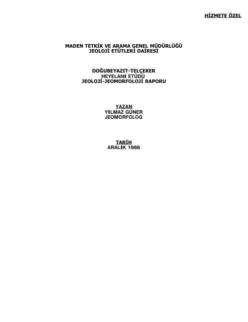First page of Doğubayazıt-Telçeker Landslide Study — Geology & Geomorphology Report