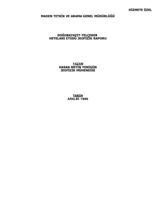 First page of Doğubayazıt-Telçeker Landslide Study — Geophysics Report