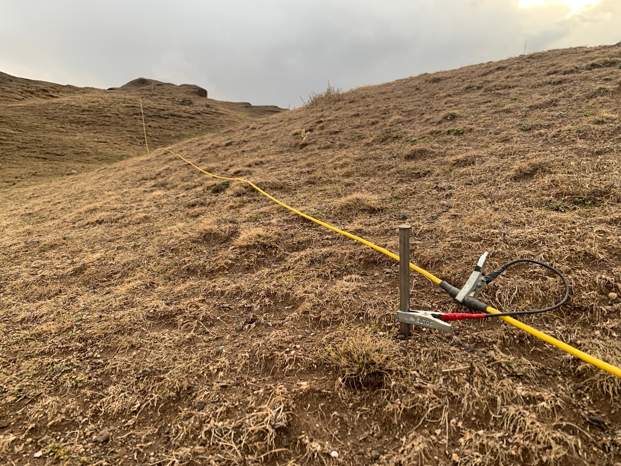 Electrical Resistivity Tomography survey underway at the Durupınar formation, 2021