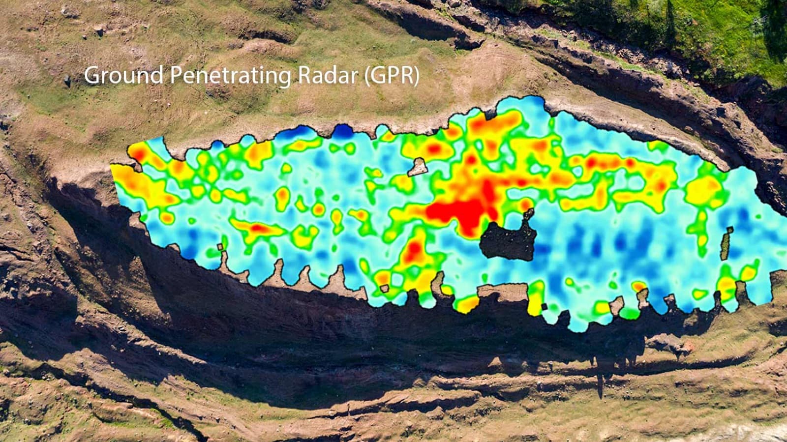 Andrew Jones's 2019 drone photograph of the Durupınar site with radar scan results overlaid