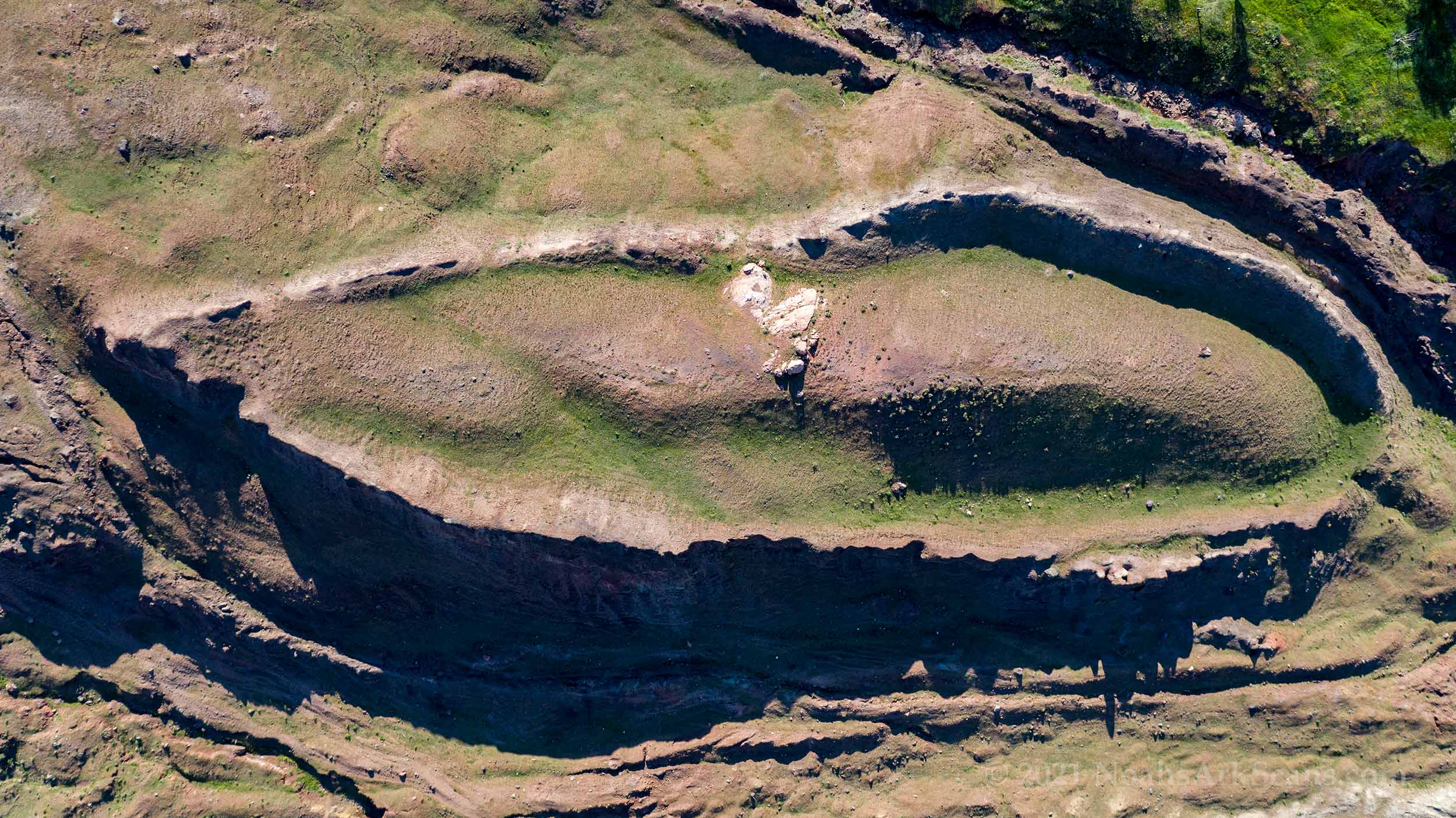 Aerial drone view of the Durupinar Noah's ark formation